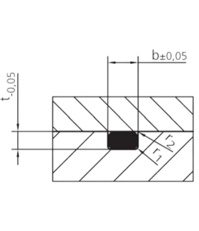Technical drawing of a static vacuum sealing O-ring groove, depicting precise dimensions and groove geometry designed to minimize leakage and ensure a tight seal in vacuum applications.