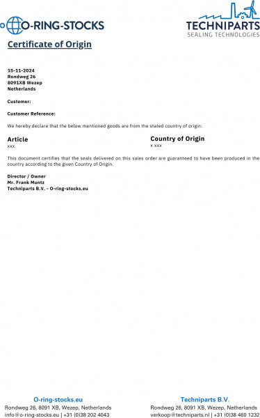 COO Certificate ORS196224