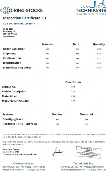 Inspection Certificate 3.1 - ORS278085