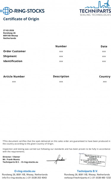 COO Certificate - ORS196224